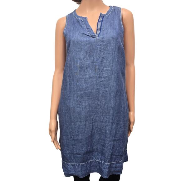Tommy Bahama Seaglass Linen Sleeveless Shift Dress Women XS Dark Cobalt Blue - Picture 4 of 13